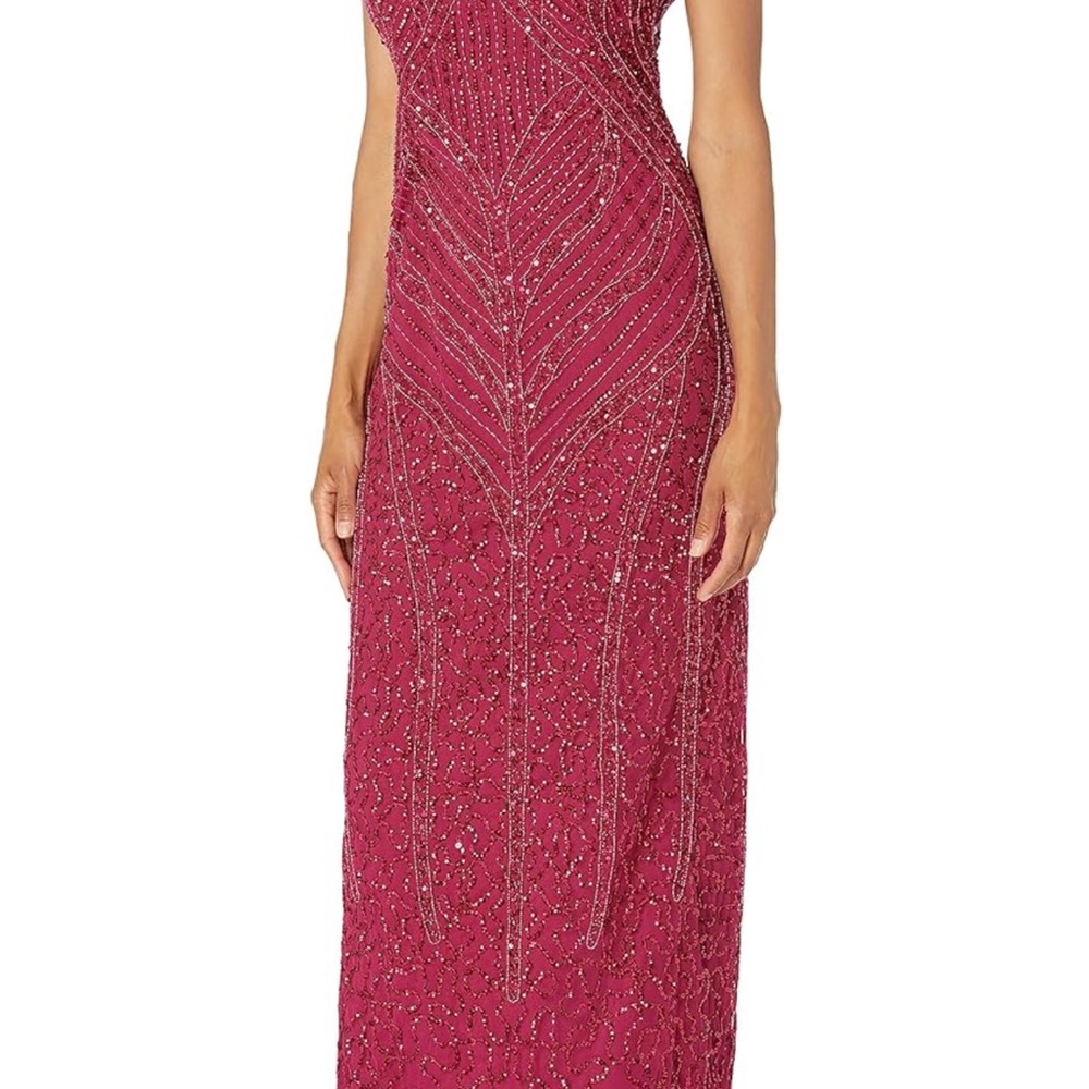 Elegant Beaded Evening Gown - Red